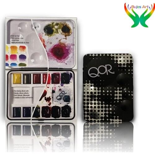 American QOR master watercolor 12 color Mini iron box solid watercolor suit artist drawing soild art painting professional