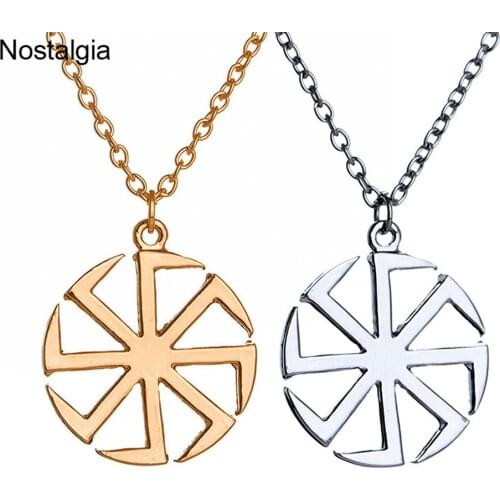 Nostalgia Slavic Kolovrat Pendant Wheel Amulet Pagan Wicca Jewelry Necklace Russian Talisman