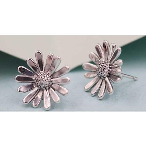 Original S925 Sterling Silver Pan Earring Ear Nail Daisy Earrings For Women Wedding Gift Fashion Jewelry