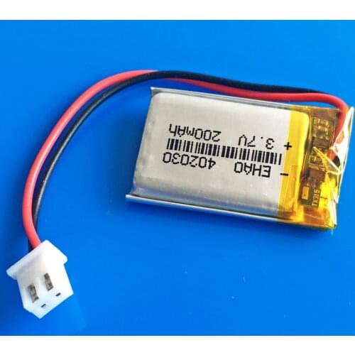 3.7V Li polymer ion battery rechargeable 200mah 402030 JST 2.54mm customized wholesale CE FCC ROHS MSDS quality certification