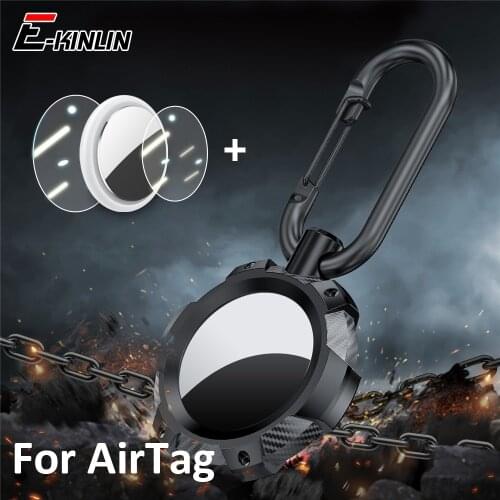 Rugged Sleeve For Apple Airtag Shockproof Anti-lost Keychain Locator Tracker Case Silicone Cover With Hydrogel Protective Film