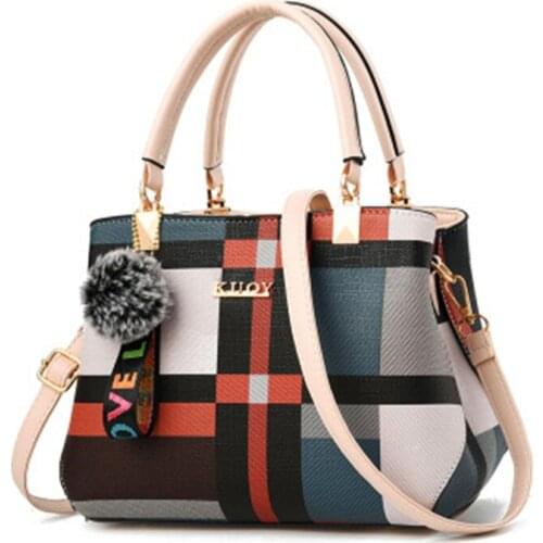 Luxury Womens Shoulder Bags Plaid Print Handbags PU Leather TOP-handle Bag Fashion Crossbody Bags For Ladies