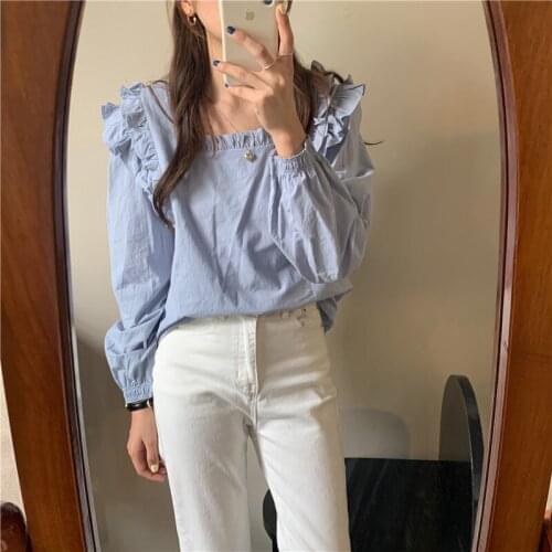S-XL New oversize Women Blouses spring Tops femme Casual Women shirt long sleeve Cotton Girls Blouse New Blusas autumn