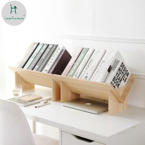 Louis Fashion Home Solid Wood Assembly Table Landing Bookcase Student Desktop Storage Rack Simple Bookshelf