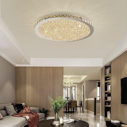 Modern led ceiling lights dimmable alloy crystal flush mount ceiling light room lights ceiling light with remote control