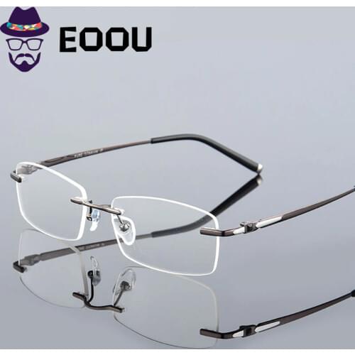 EOOUOOE Brand Design Titanium Men Rimless Glasses Prescriptio Oculos Eyewear Gafas Opticas Glasse Frame oculos de grau masculino