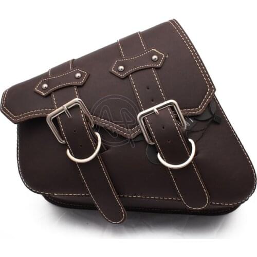 Universal Motorcycle Left Side Bag Leather Saddle Bags Storage Tool Pouches Luggage Bag For Harley Honda Yamaha Suzuki