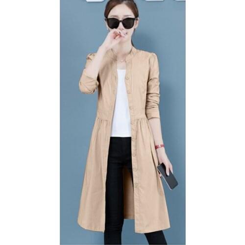 Windbreaker female 2019 new Korean version of the long section of the slim thin section over the knee was thin jacket tide A418