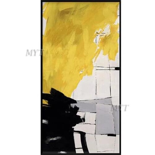 Gold And Black And White Abstract Oil Painting On Canvas Living Room Home Pictures Wall Art Oil Paintings 100% Handpainted