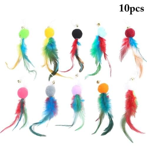 Legendog 10Pcs/Set Cat Toys Cat Wand Replacements Balls Cute Cat Teaser Replacements Cat Wand Refills Pet Supplies Random Color