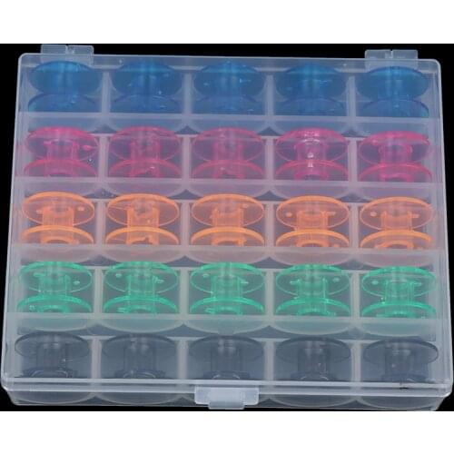 25Pcs/Set Bobbins Box Set Sewing Machine Spools Colorful Plastic Metal And Case Storage Box Sewing Equipment Tools Accessories