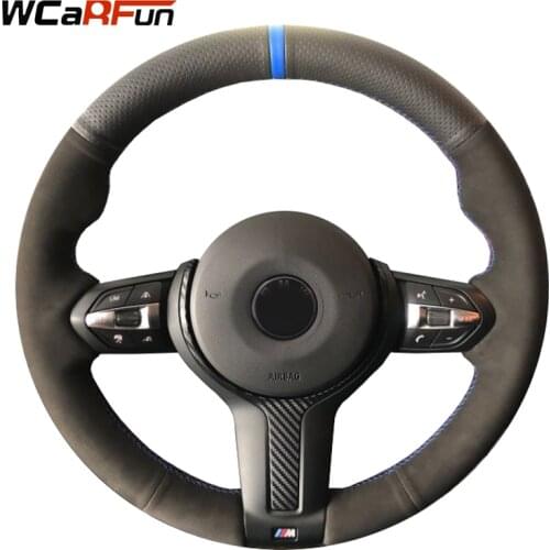Black Genuine Leather Black Suede Steering Wheel Cover for BMW F87 M2 F80 M3 F82 M4 M5 F12 F13 M6 F85 X5 M F86 X6 M F33 F30 M