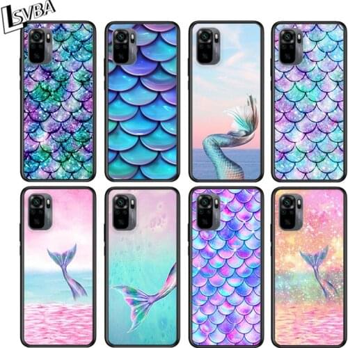 Mermaid Tail Bling for Xiaomi Redmi Note 10 10S 9 9T 9S 9Pro Max 8T 8Pro 8 7 6 5 Pro 5A 4X 4 Soft Black Phone Case