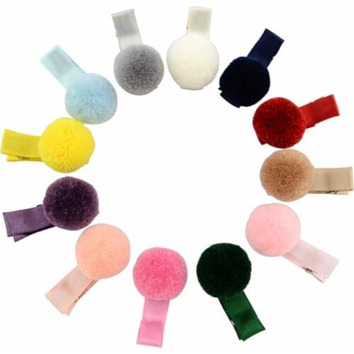 12 Pcs/lot kids hair Accessories Fur Ball Girls Hairpin Small Pompon gripper original Korean children hair clips 668