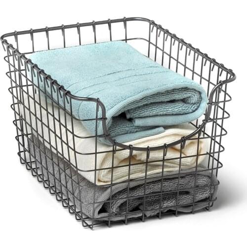 Carbon steel Storage Basket Metal Wire Pantry Container Bathroom Kitchen Goods Organizer Storage Basket for Toys Towels Clothes