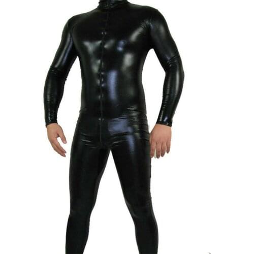 Zentai Suit Women Men Bodysuit Jumpsuits One Piece Sexy Zipper Latex Leather Fullbody Catsuit Cosplay Tights Fetish Wear Clothes