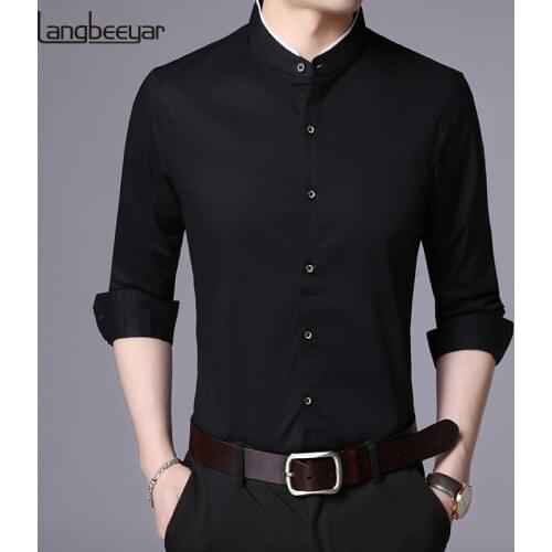 Мужские хлопковые рубашки LANGBEEYAR China At AliExpress