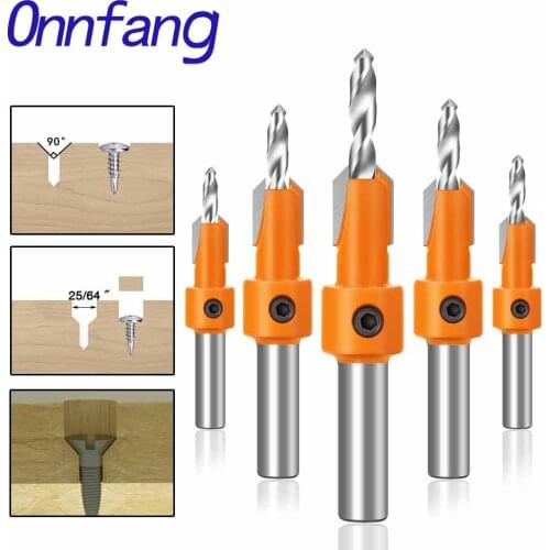 1Pcs 8/10mm Shank HSS Woodworking Countersink Router Bit Set Screw Extractor+Wrench and Drill Bit For Wood Milling Cutter
