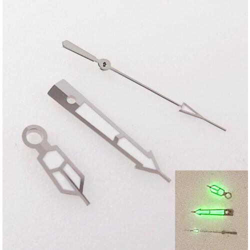 BLIGER fit ETA 2824 2836 Silver Color Watch Hand Needles Set Green Luminous