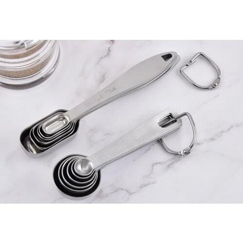 Stainless steel measuring spoon set with calibrated baking measuring spoon set kitchen milk powder seasoning measuring spoon set