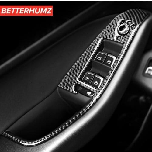For Audi Q5 (2010-2018) SQ5 (2013-2017) Car Interior Carbon Fiber Stickers Window Control Switch Panel Covers Auto Accessories