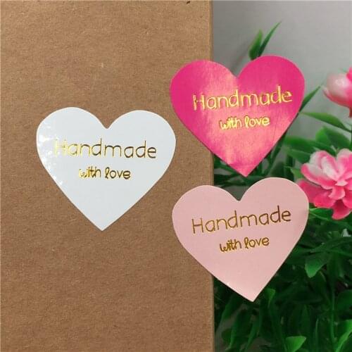 200pcs/lot thank you and handmade with love Kraft Seal Sticker Labels Paper Self Adhesive Stickers Packaging For Jewelry/Box