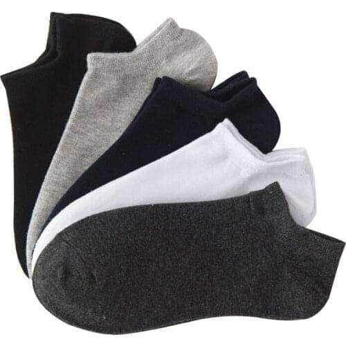 5 pairs / lot Spring Summer New Mens Socks Cotton High-quality Solid Color Men 's Short Boat Socks Casual Business Socks