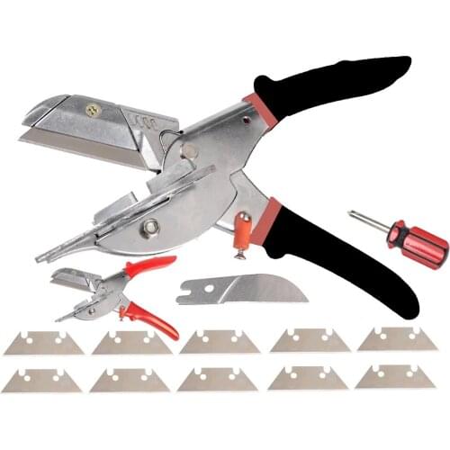 Multi-angle Bevel Scissors Angle Shear 45-135 Degree Angle Mitre Siding Wire Duct Cutter with 10 Replacement Blades and Spanner