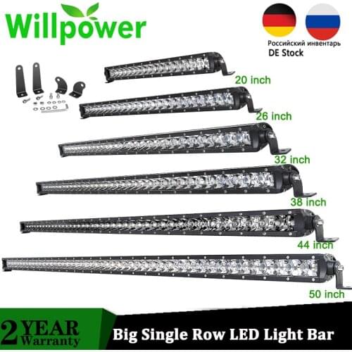 20" 26" 32" 38" 44" 50" inch Single Row LED Light Bar Spot Work Driving Lights For Jeeps Truck Tractor Offroad 4x4 ATV UTV SUV