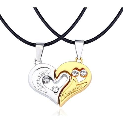 I Love You Best Friends Couple Necklace Jewelry Puzzle BFF Key Lock Tai Chi Heart Pendants Necklaces For Women Men Gift