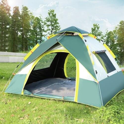 3-4 People Outdoor Camping Automatic Quick-opening Tent Double Beach Camping Folding Tent With Two Doors And Two Windows