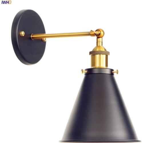 IWHD Black Vintage Retro LED Wall Light Fixtures Home Lighting Living Room Industrial Antique Wall Lamp Sconces Edison Style