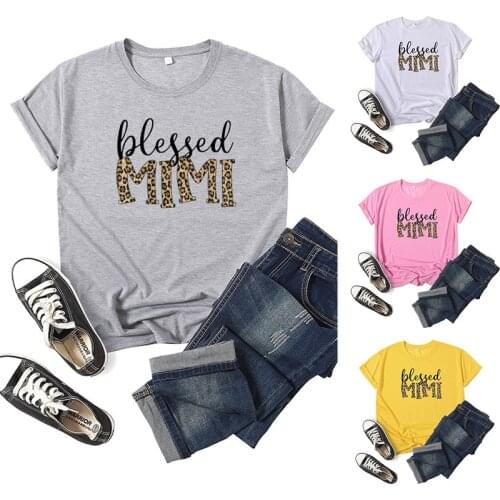 Blessed Mimi Letter Print Women T Shirt Short Sleeve O Neck Loose Women Tshirt Ladies Tee Shirt Tops Clothes Camisetas Mujer