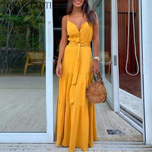 Women Summer Lace Up Dress Square Collar Sling Sleeveless Off Shoulder Tunic High Waist Pocket Maxi Summer Dresses