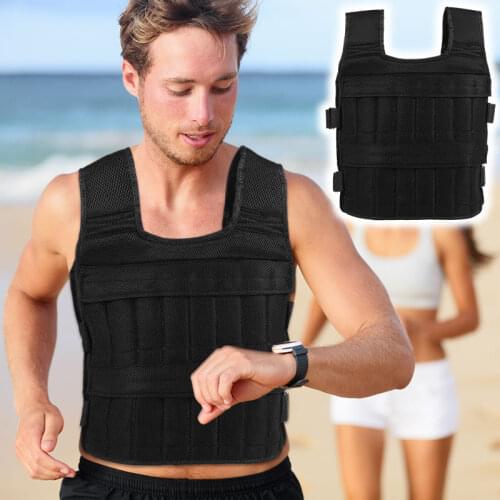 Max 30KG Adjustable Loading Weight Vest Boxing Running Weight SlingTraining Workout Fitness Black Waistcoat Jacket Sand Clothing