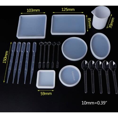 1 Set Silicone Mold Epoxy Resin Crafts Spoon Dropper Cup Mix Stick Materials Tools DIY Jewelry Making Pendant Molds Geometric