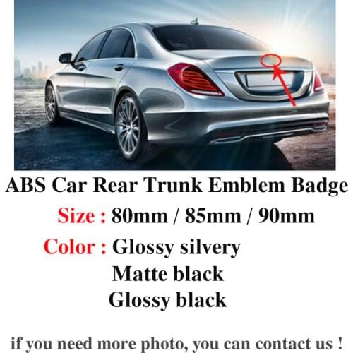 1pcs ABS 80mm 85mm 90mm Star Sticker Auto Rear Trunk Emblem Badge Glossy Black Silvery Decals Label Car Logo
