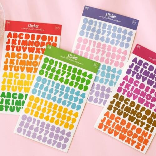 2Sheets Cute Color Letter Stickers Ribbon Alphabet Sticker Kawaii Scrapbooking Photo Album Planner Decoration Korean Stationery
