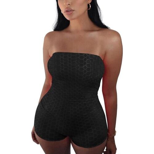 2021 Fashion Strapless Skinny Jumpsuit Women Sleeveless Bodycon Playsuit Bodysuit Romper Streetwear Fitness Sport Gym Clothing