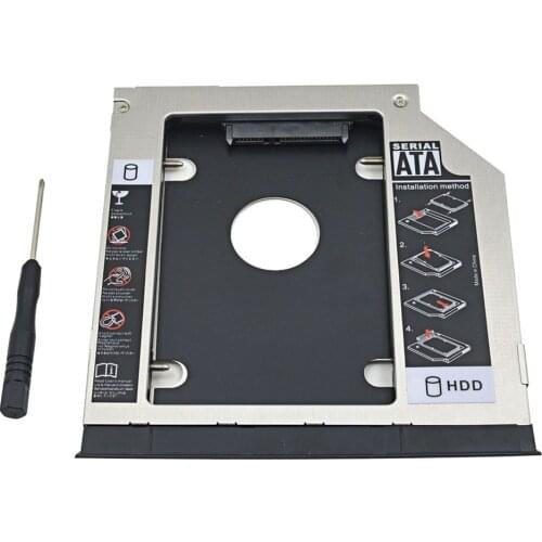 2nd HDD Caddy 9.5mm Aluminum SATA 3.0 2.5" HDD Box Enclosure For Dell Latitude E6320 E6420 E6520 E6330 E6430 E6530 DVD optibay
