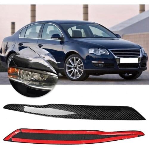 Car Decoration Accessory Headlight Eyebrow Carbon Fiber Trim Sticker Fits for B6 3C 2005 2006 2007 2008 2009 2010