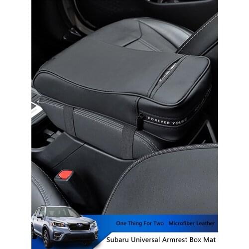 QHCP Car Central Console Armrest Box Heighten Pad Cushion Microfiber Leather Tissue Box For Subaru Forester Outback XV 2019-2021