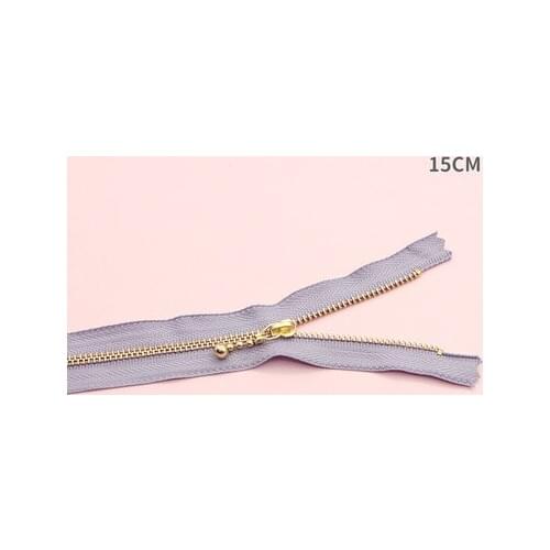 Free shipping 10pcs/lot Light Purple 15cm gold teeth zipper metal zipper water head diy craft bag zipper closed end zipper