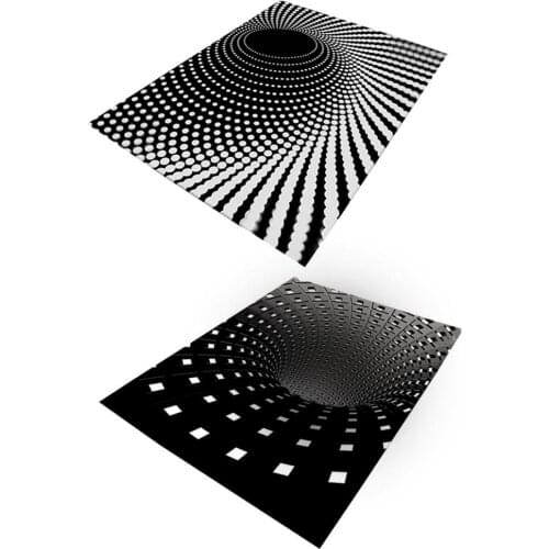 Black And White Spiral Rectangle Carpet 3D Geometric Floor Mat For Living Room Bedroom Coffee Table Carpet Anti-slip Design