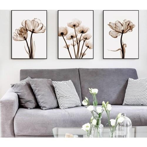 Elegant Poetry Modern Transparent Flower Canvas Painting Art Print Poster Picture Home Wall Decoration Simple Wall Decor