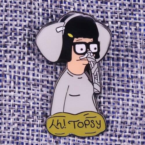Tina Belcher oh topsy enamel pin cute cartoon badge inspired brooch