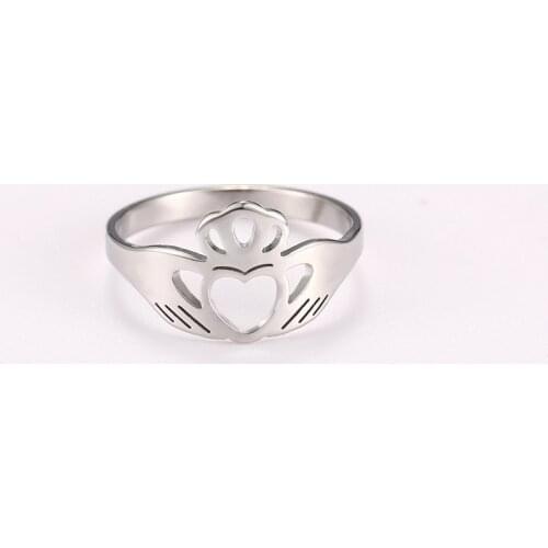 Cazador Crown Shape Finger Rings Stainless Steel Trendy Women Heart Cutout Ring 2021 New Arrival Cool Girl Jewelry Party Gift