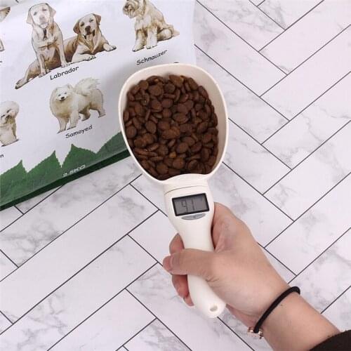Pet Food Water Measuring Spoon Cup Feeder With Led Display Kitchen Scale Scoop Portable Removable Pet Feeding Supplies