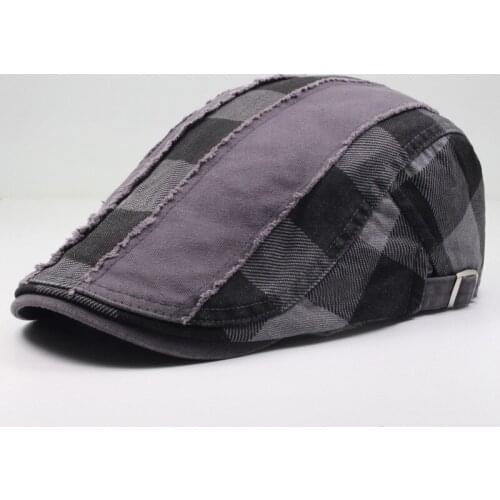 Men Cap Beret Newsboy Hat Flat Ivy Plaid Spring Summer Sun Golf Driving Cotton Breathable Outdoor Accessory