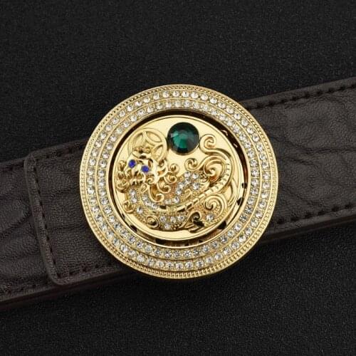 Dragon Designer Belt Men Luxury Famous Brand Male Genuine Leather Strap Crocodile round buckle Coffee Wide Belt Ceinture Homme